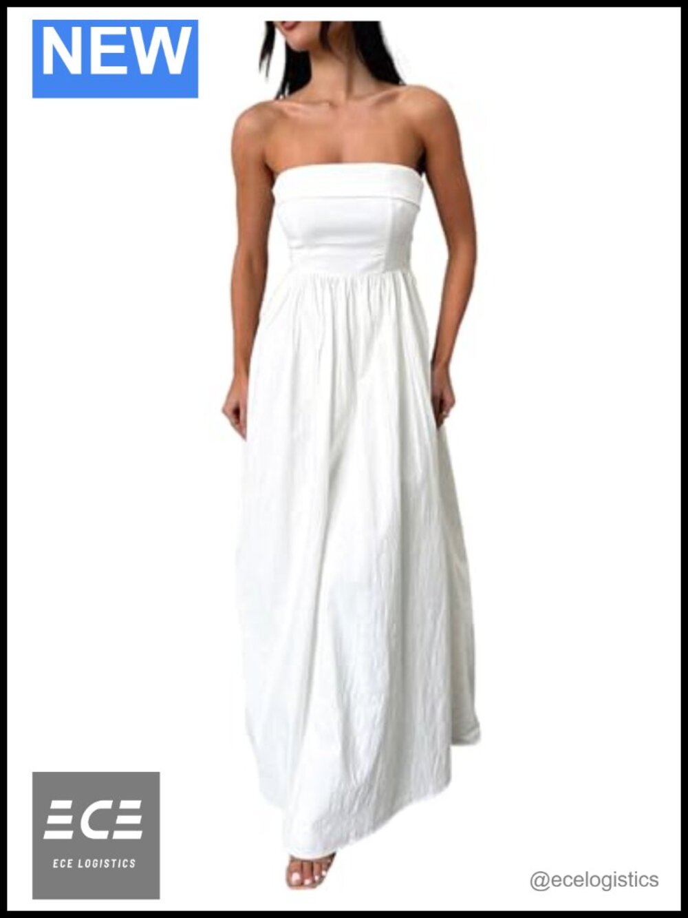 Women Strapless Maxi Dress Viscose Blend Flowy Formal Cocktail Dress